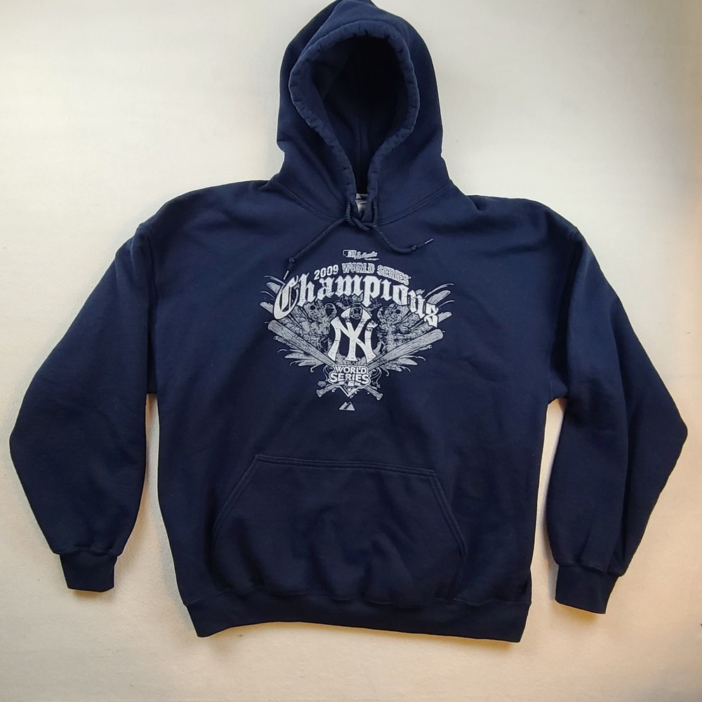 2009 NY Yankees World Series Champions Hoodie XL Navy Gildan Pullover MLB